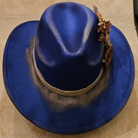 Christine 505 Designs Accessories - Custom Fedora Cobalt Blue Adjustable size NEW